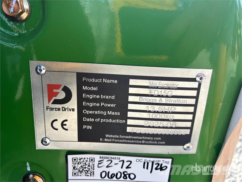Force Drive FD15G Mini Excavator (Unused) Mini bagri <7t