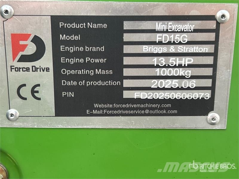 Force Drive FD15G Mini Excavator (Unused) Minigravemaskiner
