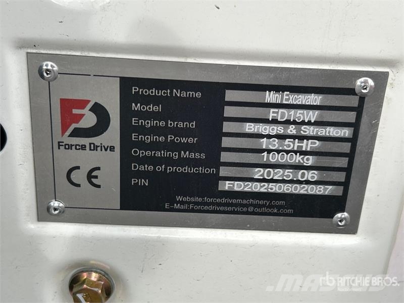 Force Drive FD15W Mini Excavator (Unused) حفارات صغيرة أقل من 7 طن (حفارات صغيرة)