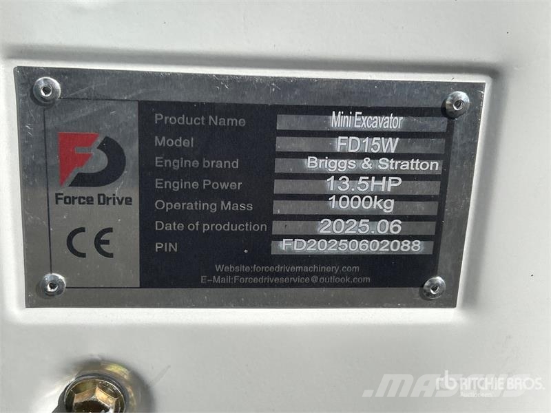 Force Drive FD15W Mini Excavator (Unused) Minigraafmachines < 7t