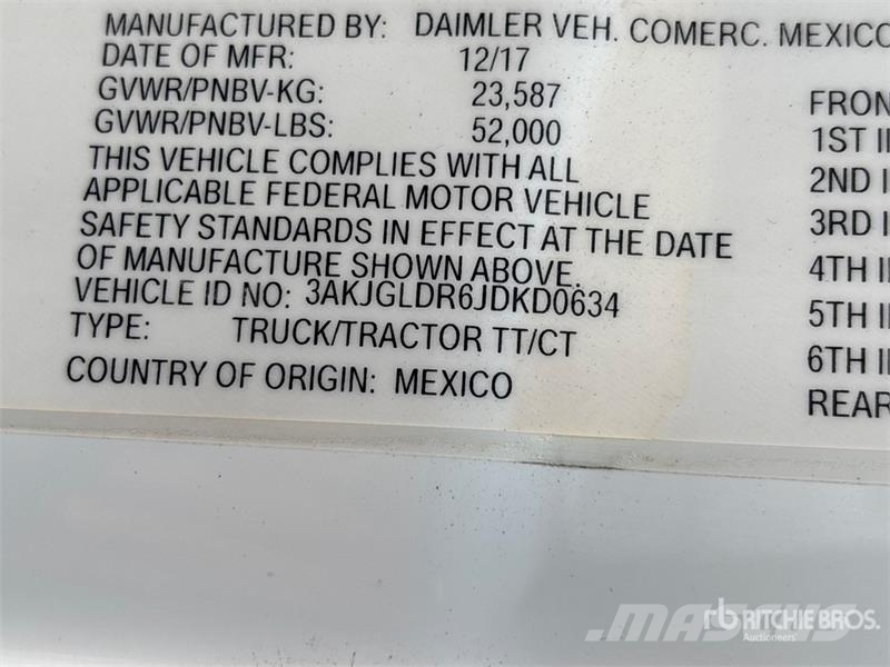Freightliner Cascadia 125 6x4 T/A Sleeper Truck Tractor Dragbilar