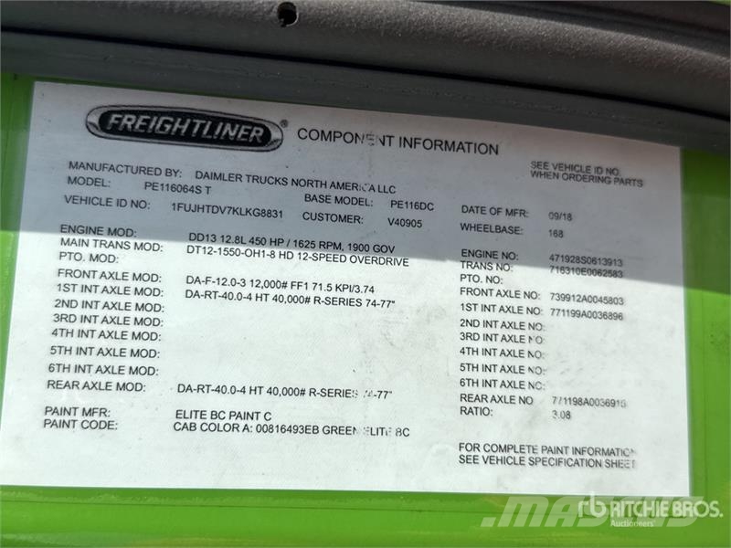 Freightliner Cascadia 116 曳引機組件