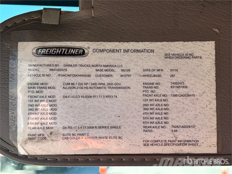 Freightliner M2 106 4x2 Moving Van Truck Fast kasse