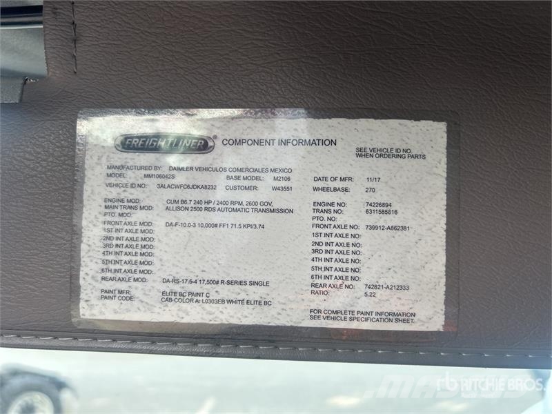 Freightliner M2106 4x2 Van Truck (Inoperable) شاحنات ذات هيكل صندوقي