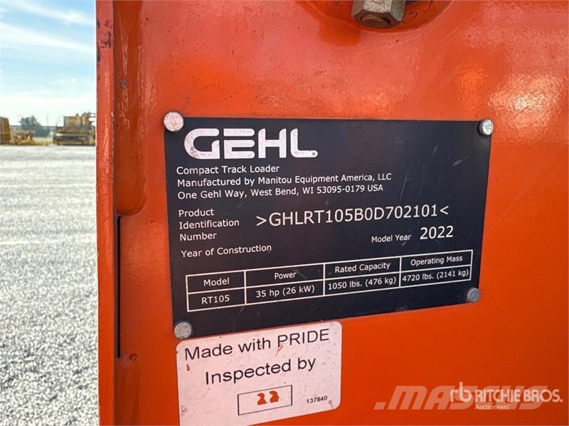 Gehl RT105 Compact Track Loader Kompaktrakodók