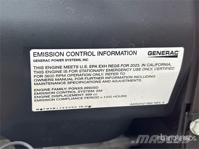 Generac 7290 26 kW Skid-Mounted Generator Set (Unused) ディーゼル発電機