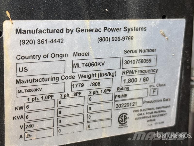 Generac MLT4060KV 6 kW Light Tower Valopylväät