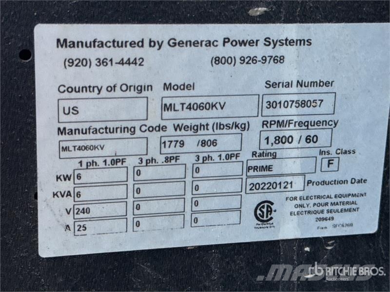Generac MLT4060KV 6 kW Light Tower Svetlobni stolpi