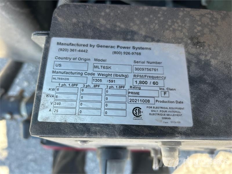 Generac MLT6SK 6 W Light Tower Generadores de luz