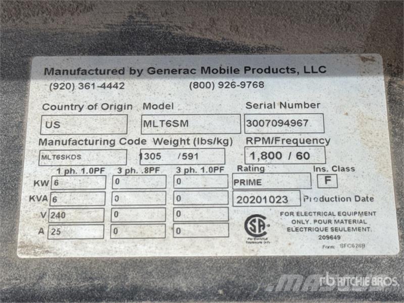 Generac MLT6SKDS 6 kW Light Tower Light towers