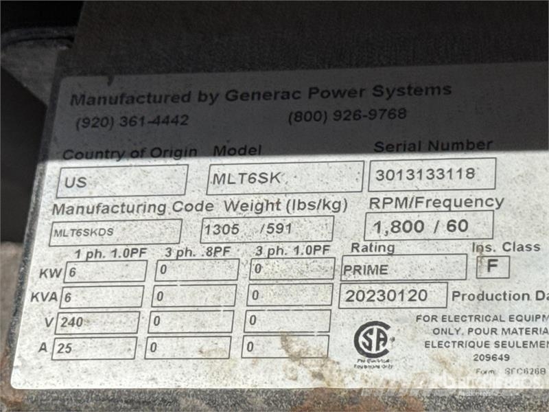 Generac MLT6SKDS 6 kW Light Tower Osvetľovacie stožiare