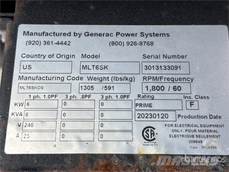Generac MLT6SKDS 6 kW Light Tower Osvetľovacie stožiare