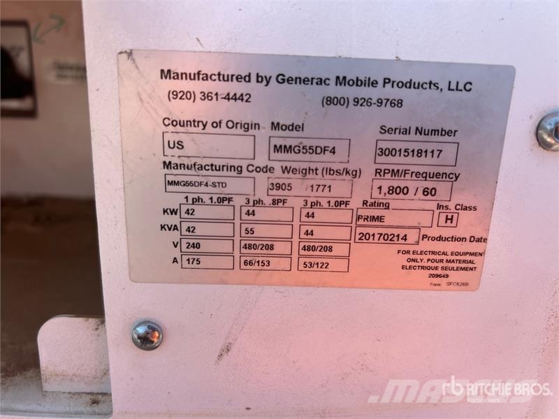 Generac MMG55DF4 44 kW Mobile Generator Set Dizel agregati