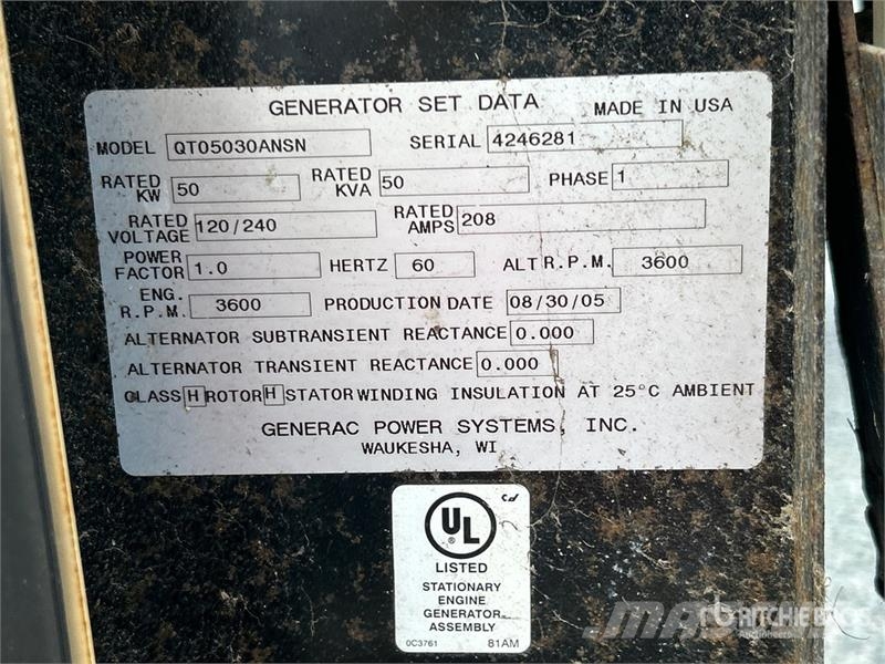 Generac QT05030ANSN 50 kW Skid-Mounted Generator Set Generadores diésel