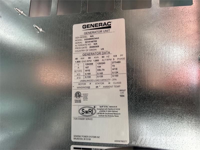Generac XG04845CNAX 48 kW Skid-Mounted Generator Set (Unus Dizel Jeneratörler