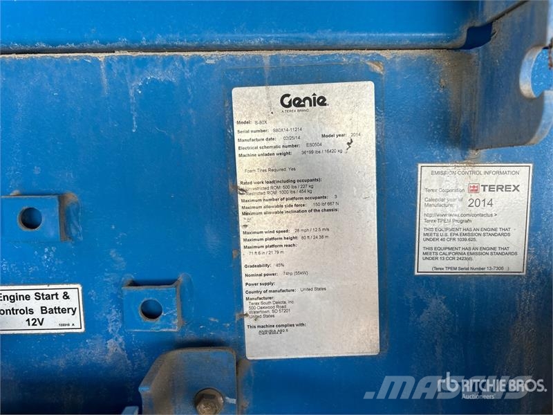 Genie 4WD Diesel Telescopic Boom Lift رافعات سلة تلسكوبية