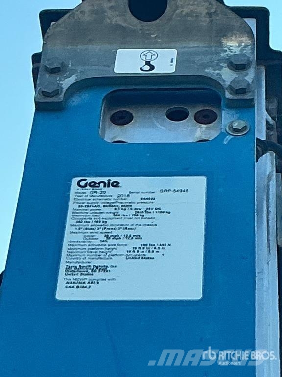 Genie GR20 Vertical Mast Lift Mât vertical