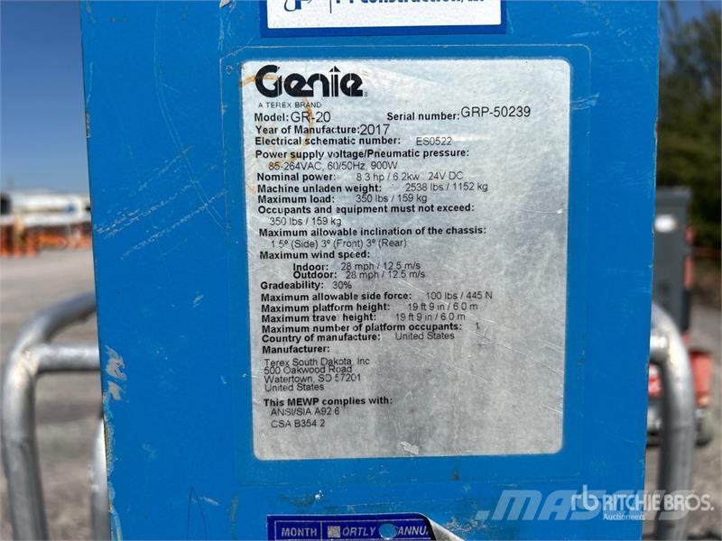 Genie GR20 Vertical Mast Lift Sollevatori verticali