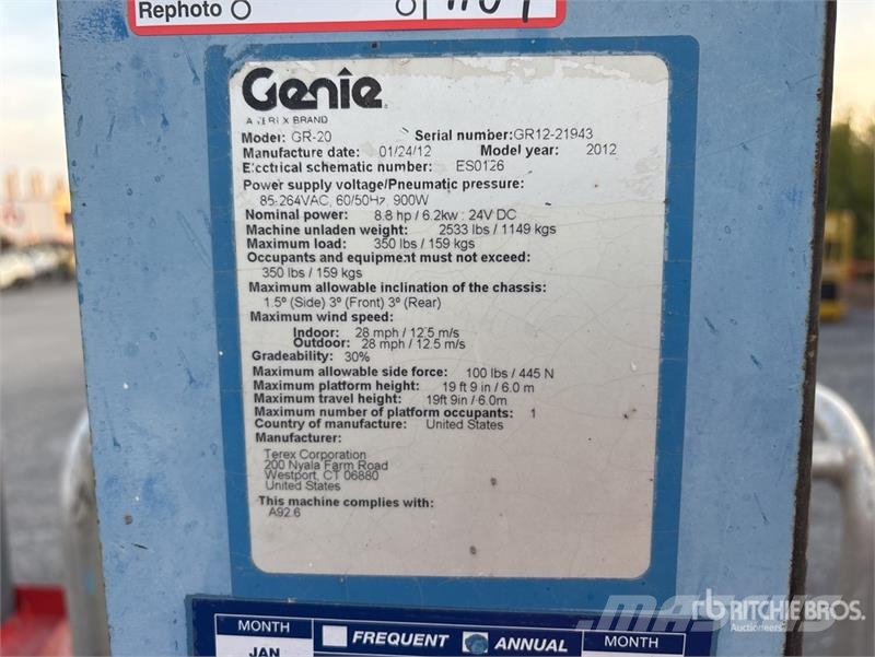 Genie GS2632 Vertical Mast Lift Used Personnel lifts and access elevators
