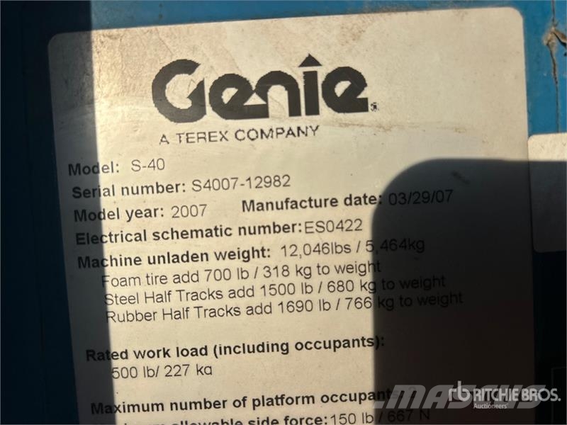 Genie S-40 4WD Diesel Telescopic Boom Lift (Inoperable) Teleskoplifte