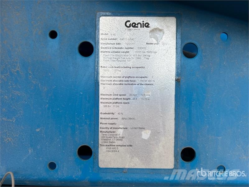 Genie S-45 4WD Diesel Telescopic Boom Lift Telescoophoogwerkers