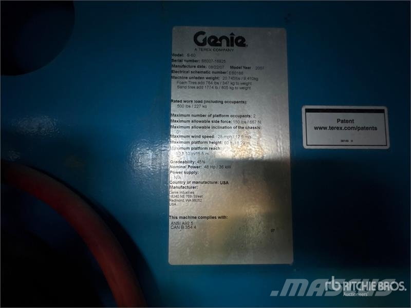 Genie S-60 Crawler Diesel Telescopic Boom Lift Teleskopiskie pacēlāji