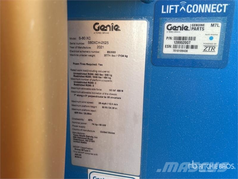 Genie S-80 XC 4WD Diesel Telescopic Boom Lift Nacelles télescopiques