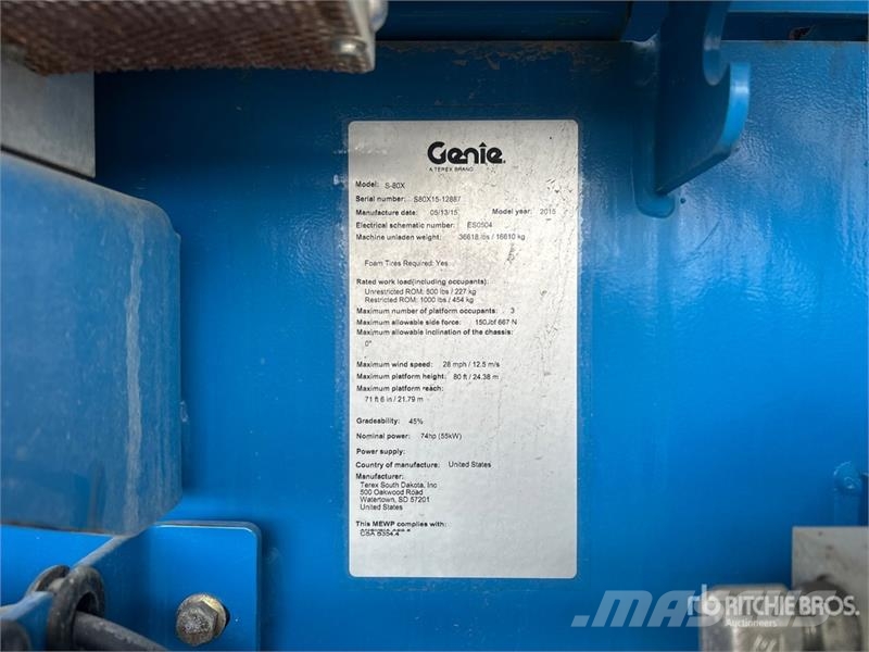 Genie S-80X 4WD Diesel Telescopic Boom Lift Piattaforme a braccio telescopico