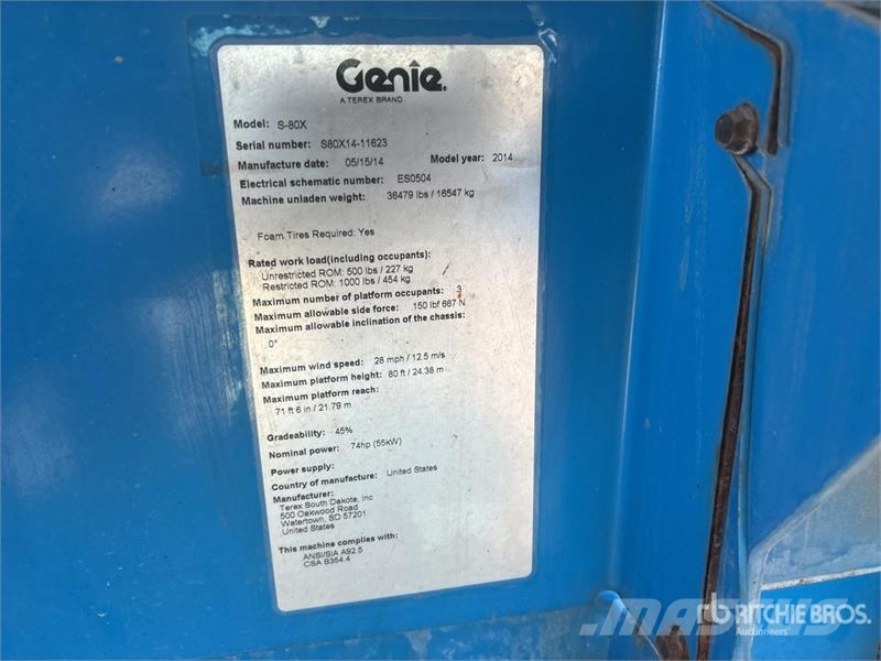Genie S-80X 4WD Diesel Telescopic Boom Lift Teleskopbühnen