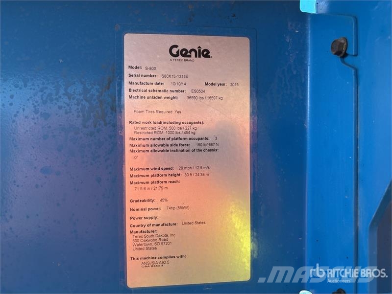 Genie S-80X 4WD Diesel Telescopic Boom Lift Telescopic boom lifts