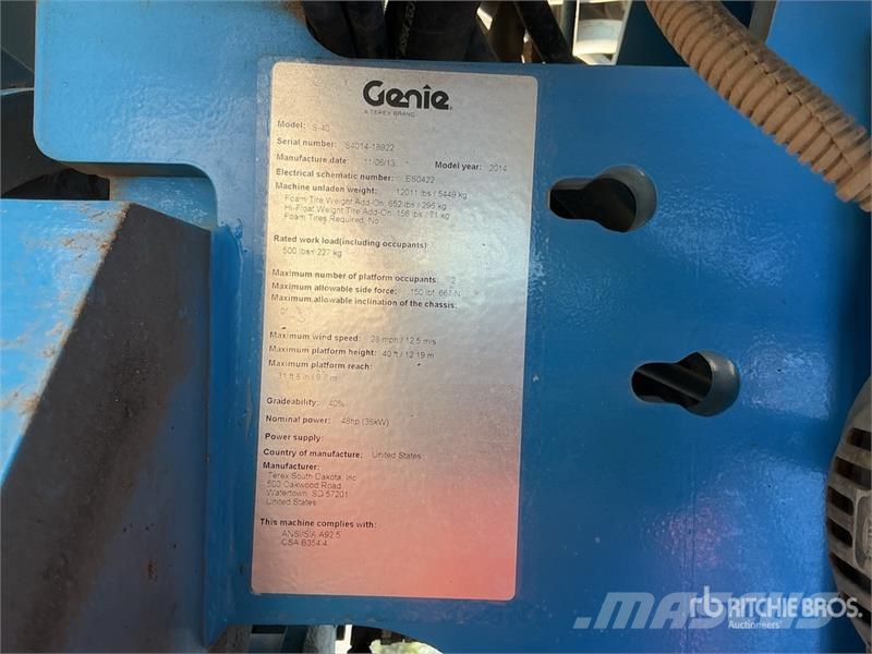 Genie S40 4WD Diesel Telescopic Boom Lift Teleskopiskie pacēlāji