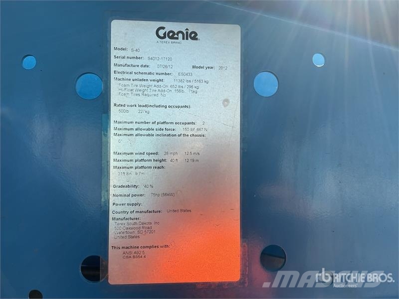 Genie S40 4WD Dual Fuel Telescopic Boom Lift Teleskoplifte