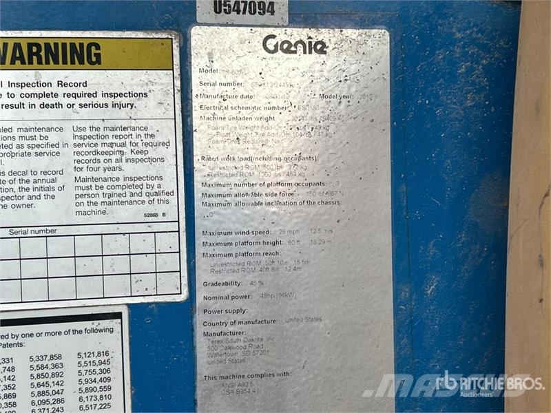 Genie S60X 4WD Diesel Telescopic Boom Lift Teleskopiskie pacēlāji