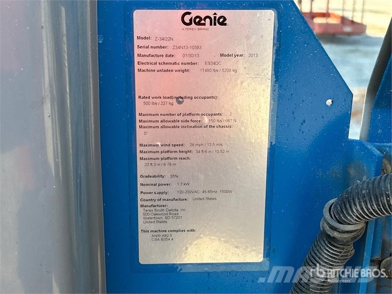 Genie Z-34/22N 2WD Electric Articulating Boom Lift 曲臂高空作業車
