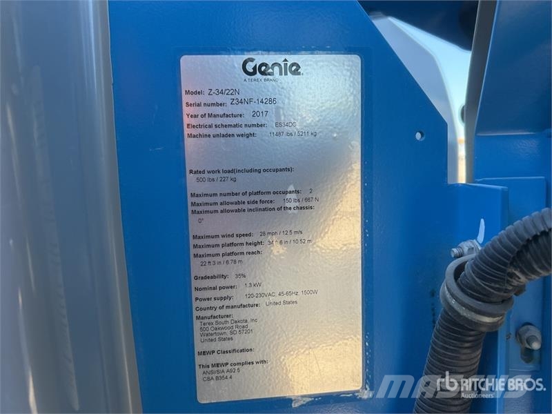 Genie Z-34/22N 2WD Electric Articulating Boom Lift Piattaforme a braccio articolato