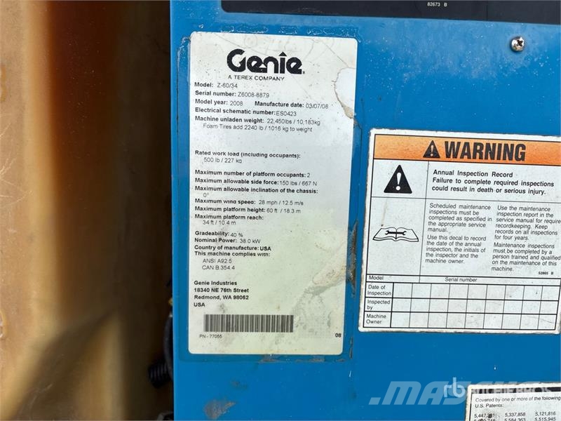 Genie Z-60/34 4WD Diesel Articulating Boom Lift Elevadores braços articulados