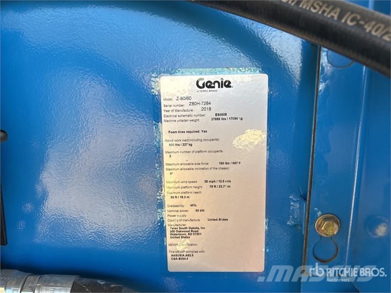 Genie Z-80/60 4WD Diesel Articulating Boom Lift Articulated boom lifts