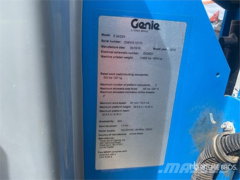 Genie Z34/22N 2WD Electric Articulating Boom Lift Articulated boom lifts