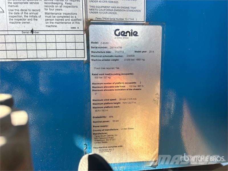 Genie Z80/60 4WD Diesel Articulating Boom Lift Strēles pacēlāji