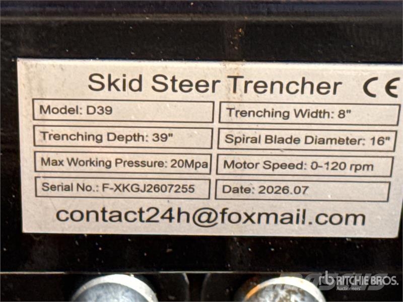 GIYI D39 39 in Mini Skid Steer Trencher (Unused) Tranšeju racēji