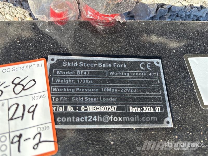 GIYI GY-BF47 47 in Skid Steer Bale Spear (Unused) Other components