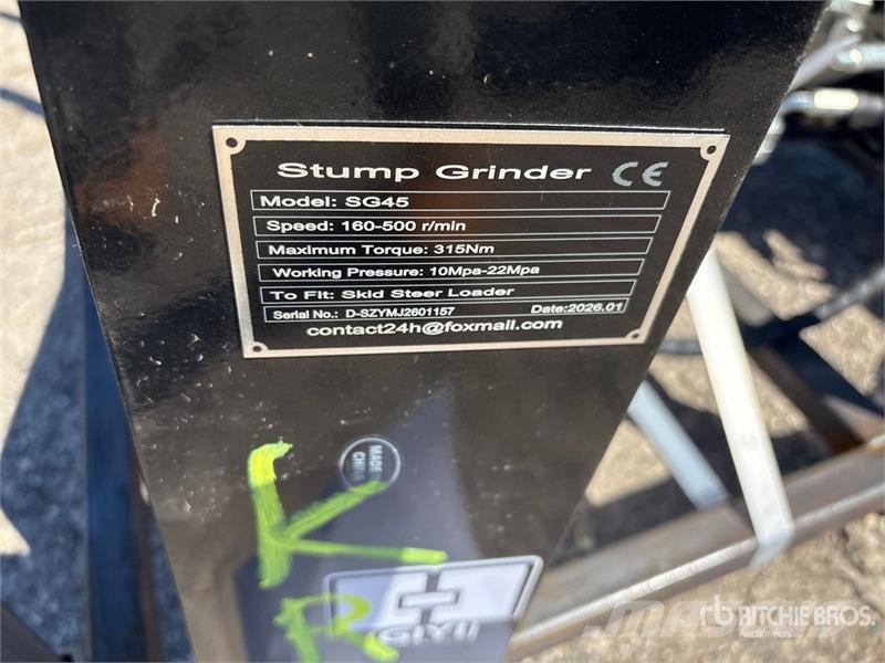 GIYI GY-BSG45 Skid Steer Stump Grinder (Unused) Rotorkopeggen / rototillers
