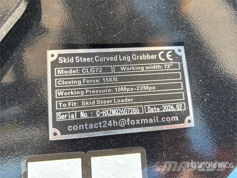 GIYI GY-CLG72 72 in Q/C Log Skid Steer Grapple (Un Grabilice
