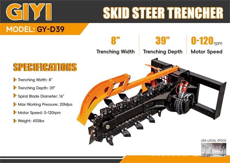 GIYI GY-D39 39 in Skid Steer Trencher (Unused) Valetadeiras