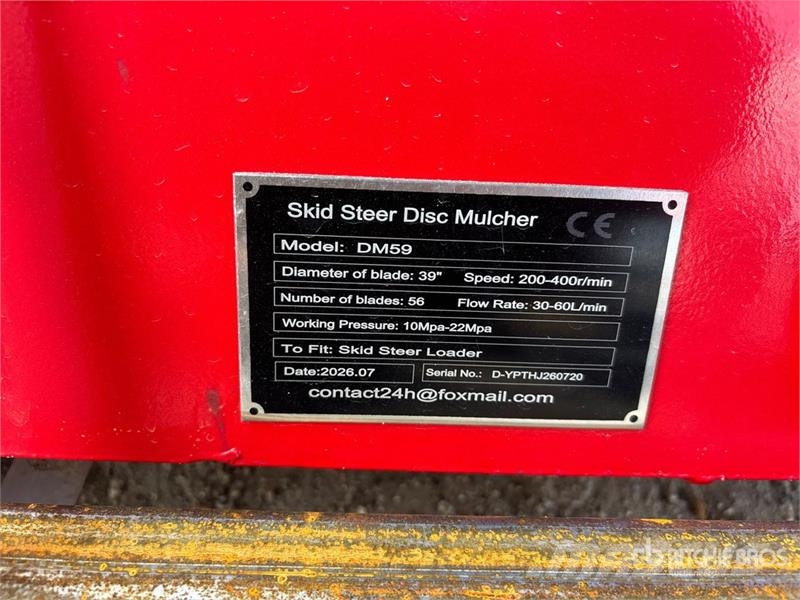 GIYI GY-DM59 39 in Disc Skid Steer Mulcher (Unused 林業覆蓋機