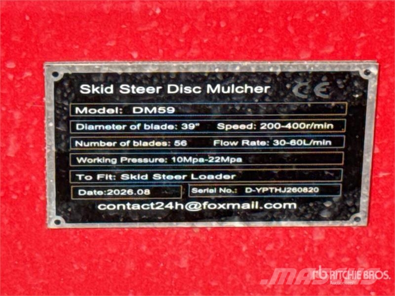 GIYI GY-DM59 39 in Disc Skid Steer Mulcher (Unused Stobbenfreesmachines