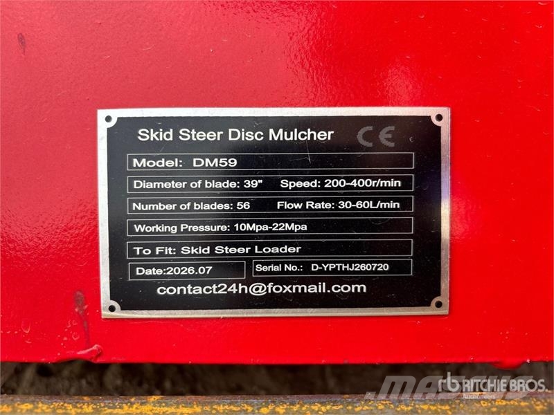 GIYI GY-DM59 39 in Disc Skid Steer Mulcher (Unused 林業覆蓋機