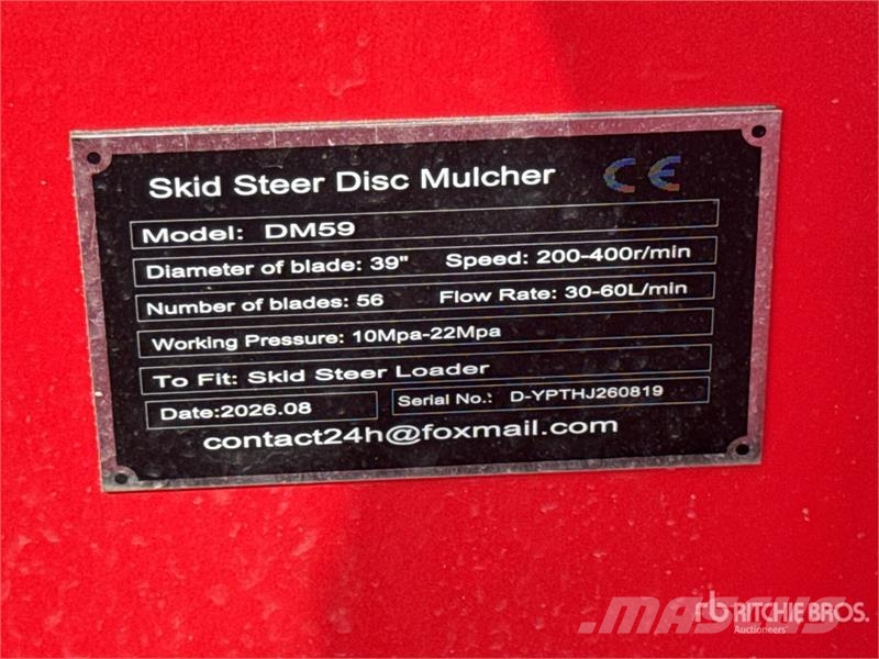 GIYI GY-DM59 39 in Disc Skid Steer Mulcher (Unused Stobbenfreesmachines