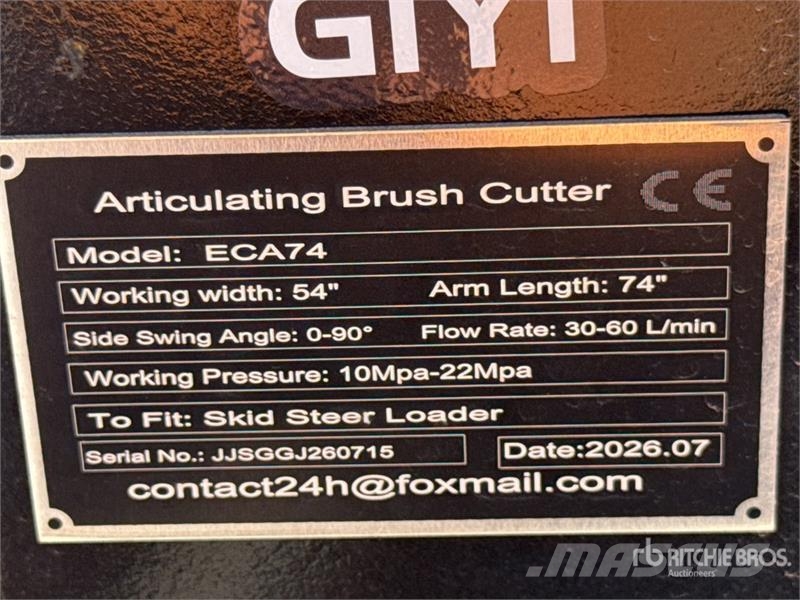 GIYI GY-ECA74 54 in Mower Skid Steer Brush Cutter Mounted and trailed mowers