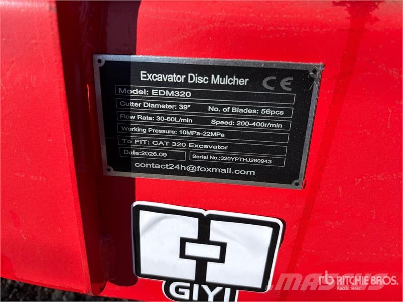 GIYI GY-EDM320 39 in Excavator Disc Mulcher - Fits Other components